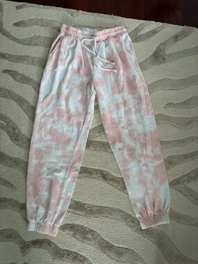Girls' Pink Tie-Dye Jogger Sweatpants with Drawstring